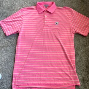 Peter Millar‎ Summer Comfort Men's Golf Polo Shirt Pink Striped Size Medium 0602